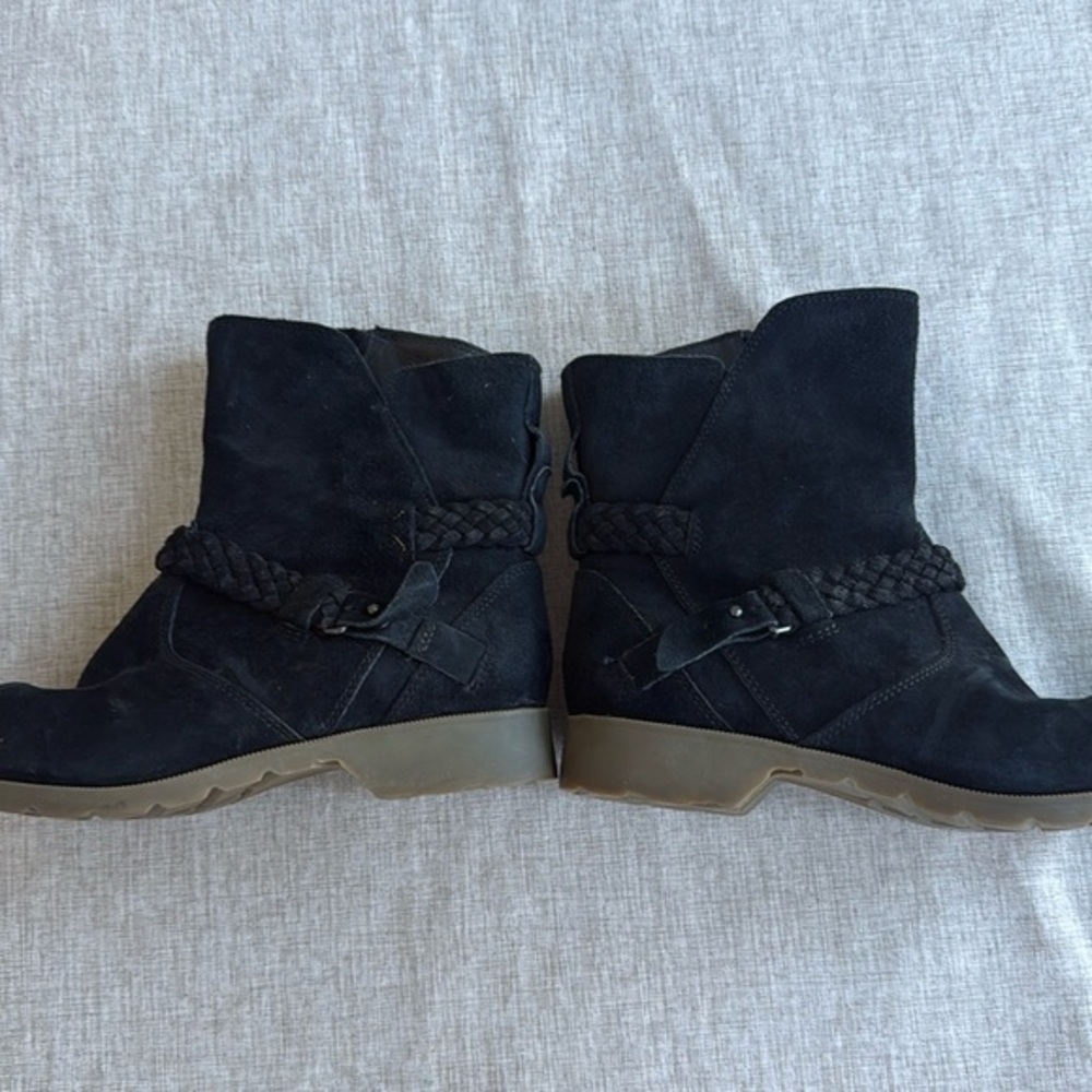 Teva De La Vina Waterproof Suede Black Side Zip Leather Ankle Boot‎ size 7 - Picture 4 of 11